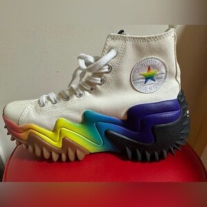 PRIDE Converse All-Star Platform White Chuck Taylor Size 9W 7.5M